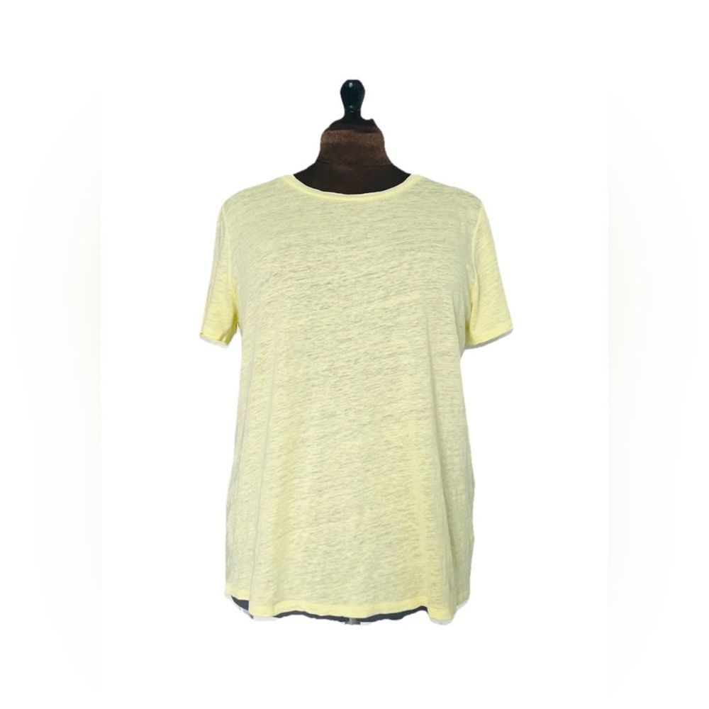 Eileen Fisher Citrus Yellow 100% Organic Linen Oversized Top Tee Shirt EUC Sz M